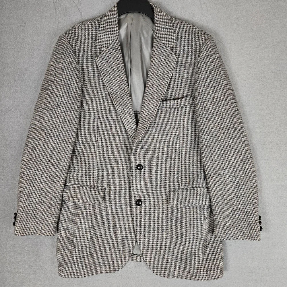 Vintage Harris Tweed Herringbone‎ Tweed Blazer Mens 42 Foreman Clark Made In USA